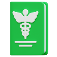 ilustración de icono de renderizado 3d de libro médico png