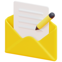 escribir correo 3d render icono ilustración png