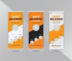 Super delicious food menu roll up banner design template vector