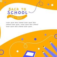 Back to school social media post templates with yellow, blue, purple, white color. Usable for your flyer, template, post, business.