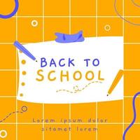 Back to school social media post templates with yellow, blue, purple, white color. Usable for your flyer, template, post, business. vector