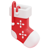 calcetín de navidad 3d render icono ilustración png