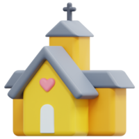 church 3d render icon illustration png