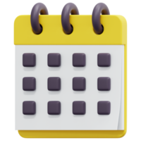 illustration de l'icône de rendu 3d du calendrier png