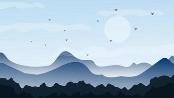 Mountain landscape nature blue sky flat illustration vector