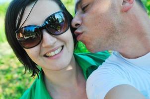 Couple enjoying outdoors photo