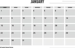 A4 Template Calendar Planning January vector