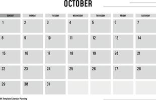 PriA4 Template Calendar Planning October vector