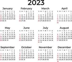 Minimal calendar for 2023 vector