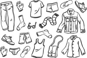 Collection of Man Clothes Doodles vector