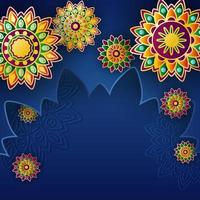 festival de diwali con concepto de fondo de rangoli indio vector