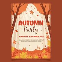 plantilla de póster de fiesta de otoño con hojas caídas vector