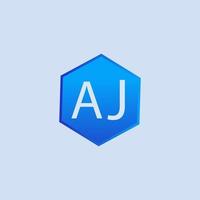 diseño de logotipo azul aj para empresa vector