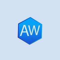 AW blue logo design for company vector