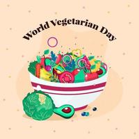 Bowl of Vegetable on World Vegetarian Day Concept vector