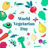 World Vegetarian Day Celebration With Vegetables Composition Concept vector