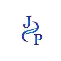 jp diseño de logotipo azul para su empresa vector