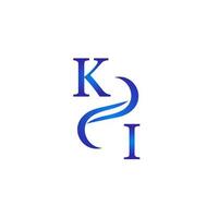 KI blue logo design for your company vector
