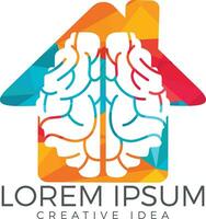 diseño creativo del logo de la casa del cerebro. pensar en el concepto de idea. lluvia de ideas icono de logotipo de cerebro de pensamiento de poder. vector