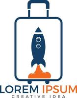 Rocket suitcase tour of travel logo design. travel and tour, suitcase, bag, rocket, vector logo design.