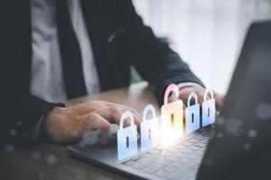 internet, Cyber, firewall security, Data protection, information safety and encryption, secured access to user personal data. photo