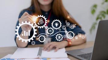 Business planning concepts, high-performance business processes and workflows and problem solving, quality control and long-term business evaluation tracking. photo