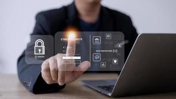 cybersecurity concept, user privacy security and encryption, secure internet access Future technology and cybernetics, screen padlock. photo