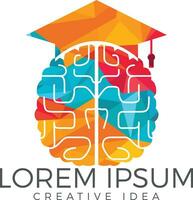 Brain and graduation cap icon design. Educational and institutional logo design. vector