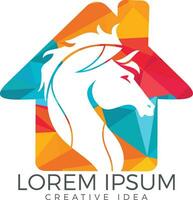 Horse and house logo design template. vector