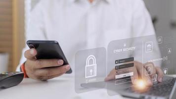 cybersecurity concept, user privacy security and encryption, secure internet access Future technology and cybernetics, screen padlock. photo