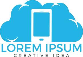 Cloud and Mobile phone logo design. Digital storage and computing service concept. vector