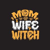 mom wife halloween T shirt design vector