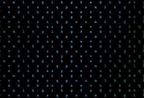 Dark blue, green vector texture with ABC characters.