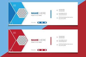 Email Signature Template, Corporate Email Signature Modern Design. Vector illustration, personal social media cover, set with red, blue, red and green color. business email signature vector design.