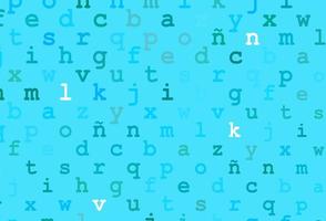 Light blue, green vector background with signs of alphabet.