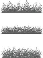 conjunto de pancartas horizontales de siluetas de prados de pastizales con hierba corta. vector