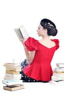 beautiful young woman read book photo