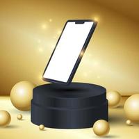 Mock Up of Smartphone with Gold Background vector