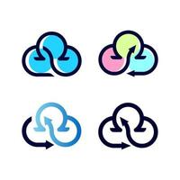conjunto de diseño de ilustración del logotipo de la nube omega para su empresa o negocio con un estilo moderno y minimalista vector