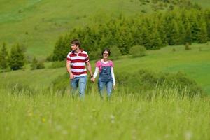 romantic young couple in love together outdoor photo