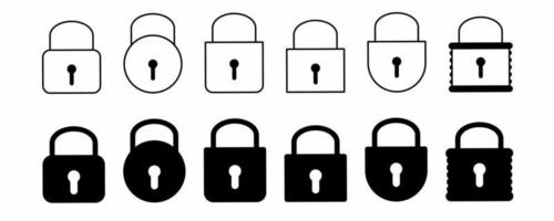 padlock icon set isolated on white background vector