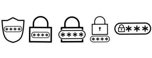 password protection icon set isolated on white background vector