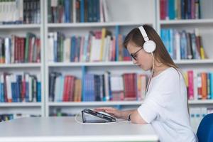 Student studying in library photo