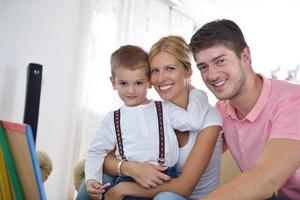 family drawing on school board at home photo