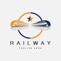 diseño del logo del tren. vector de vía de tren rápido, ilustración de vehículo de transporte rápido