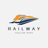 diseño del logo del tren. vector de vía de tren rápido, ilustración de vehículo de transporte rápido