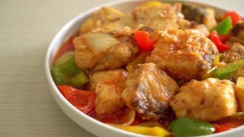 fish stew with tomato and pepper on plate video