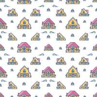 Abstract seanless houses pattern vector