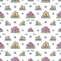 Abstract seanless houses pattern vector