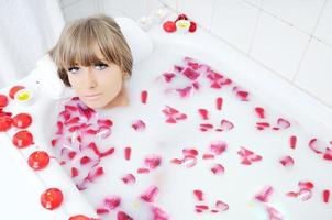 woman bath flower photo